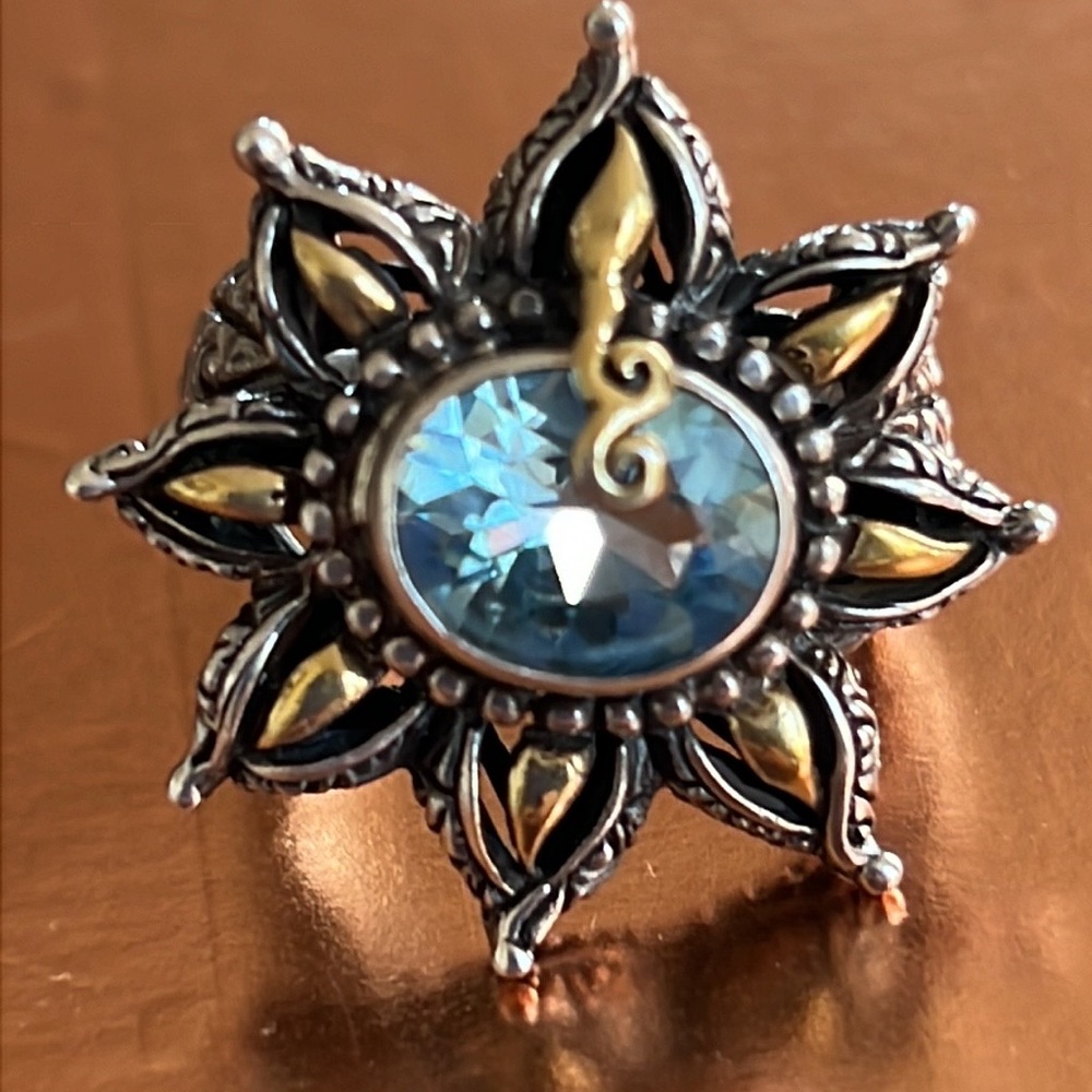 Beautiful Sterling Brass Sunburst Flower Ring